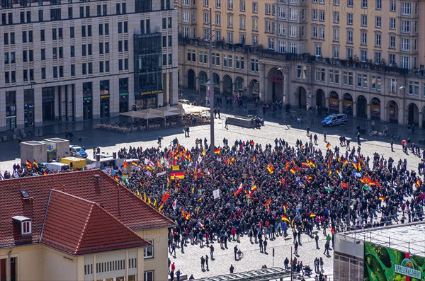 Supporters of the PEGIDA movement gathered at the Altmarkt