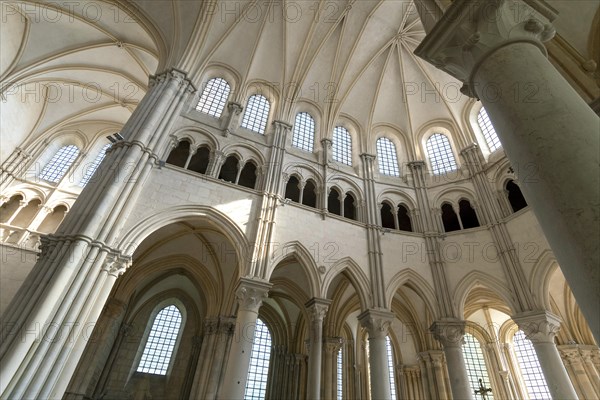 Vezelay labelled les Plus Beaux Villages de France. Architectural details of the nave of Basilica St Mary Magdalene.Unesco World heritage. Morvan regional natural park. Via Lemovicensis way to Santiag...