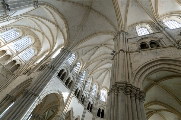 Vezelay labelled les Plus Beaux Villages de France. Architectural details of the nave of Basilica St Mary Magdalene.Unesco World heritage. Morvan regional natural park. Via Lemovicensis way to Santiag...