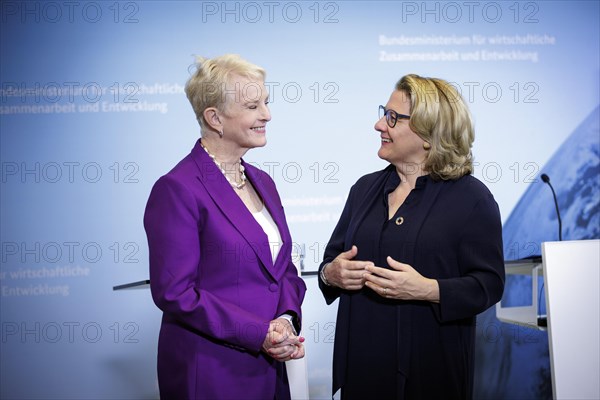 (R-L) Svenja Schulze, Federal Minister for Economic Cooperation and Development, and Cindy McCain,