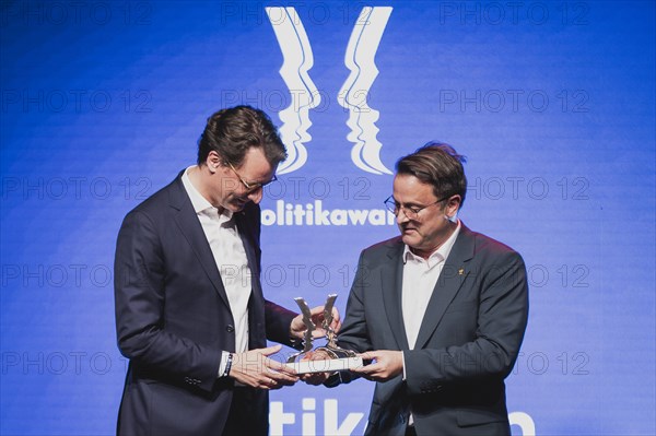 (R-L) Xavier Bettel, Prime Minister of Luxembourg, and Hendrik Wuest, CDU, Minister President of