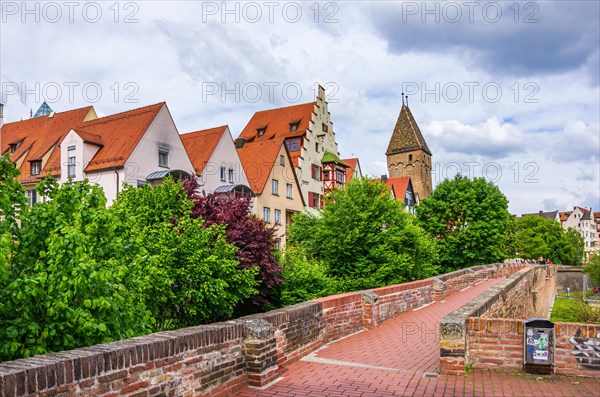View from the historic city wall of the historic architecture of the fishermen's quarter and the Metzgerturm