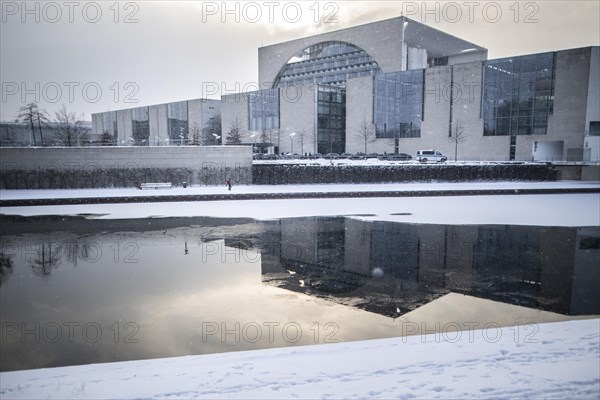 The Federal Chancellery in front of the Federal Government-Laender on the further procedure of the Corona restrictions