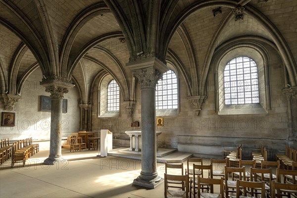Vezelay labelled les Plus Beaux Villages de France. Chapter house of the nave of Basilica St Mary Magdalene.Unesco World heritage. Morvan regional natural park. Via Lemovicensis way to Santiago de Com...