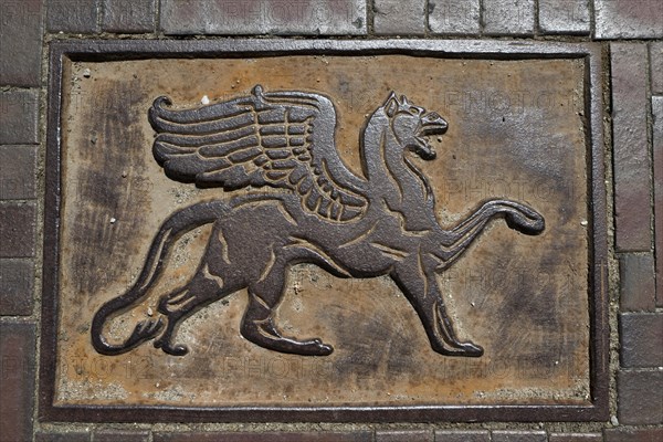 Metal plate with relief inlaid in clinker