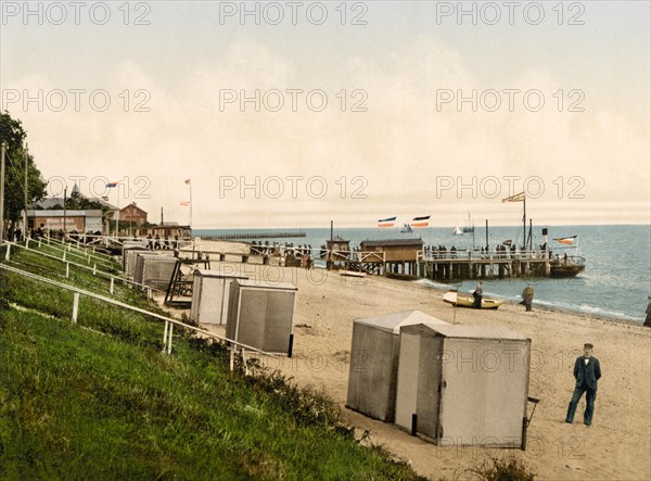 Landing pier and beach of Wyk on the island of Föhr