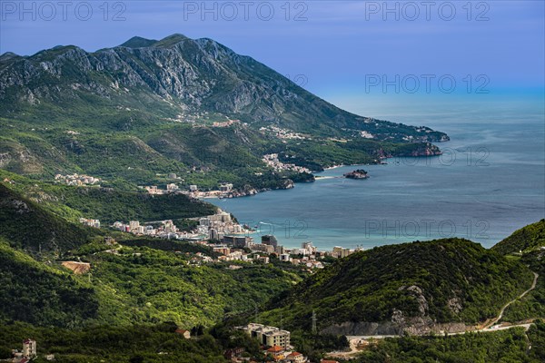View of Budva with Sveti Stefan