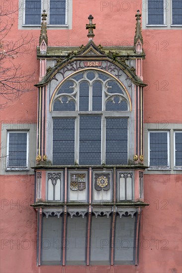 Gothic ornamental bay window from 1530 at the Schöffenhaus
