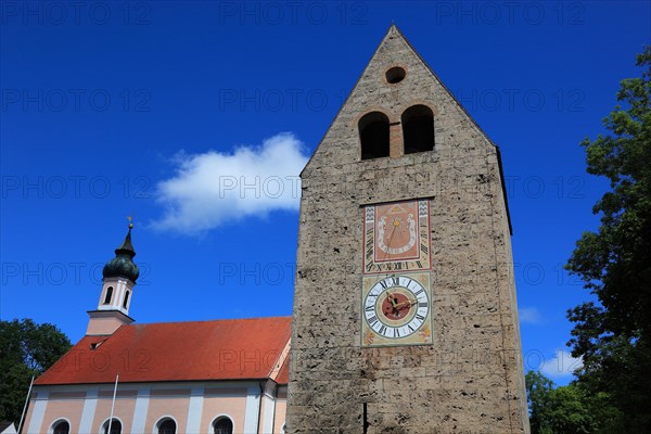 Sundial and modern tower clock
