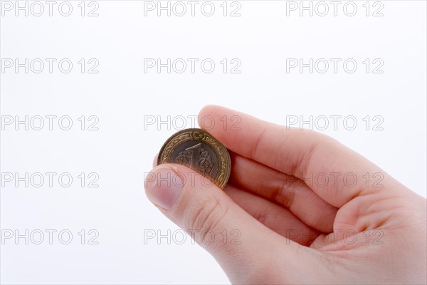 Turkish coin one Turkish Lira in hand