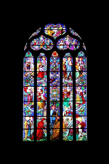 Stained glass window of St-Sauveur Cathedral