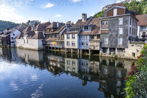Houses of the old town on the river Loue in Ornans