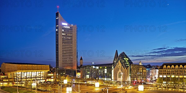 City-Hochhaus with Gewandhaus and Paulinum - Aula and University Church of St Pauli