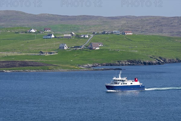 Whalsay ferry boat Linga sailing in Laxo Voe