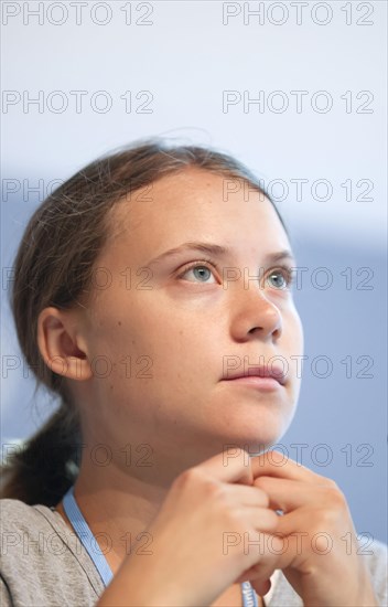 Greta Thunberg at a press conference at the COP in Bonn