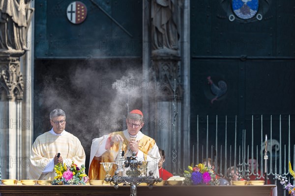 Corpus Christi procession on Roncalliplatz at Cologne Cathedral with Archbishop Rainer Maria Cardinal Woelki