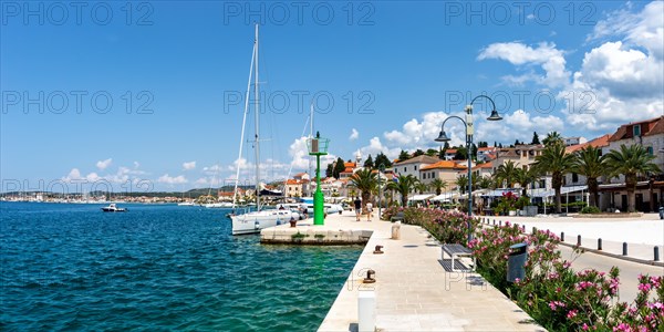 Promenade and Marina on the Mediterranean Sea Holiday Panorama in Rogoznica