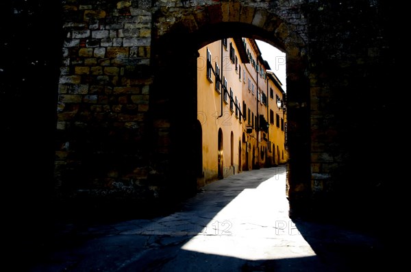 Old Street to a Village Colle Val' Elsa with Sunlight in Tuscany
