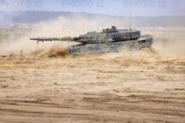 A Leopard tank 2A6 during exercise GRIFFIN STORM in Pabrade. Pabrade