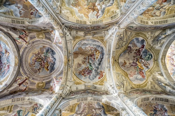 Nave ceiling vault with frescoes