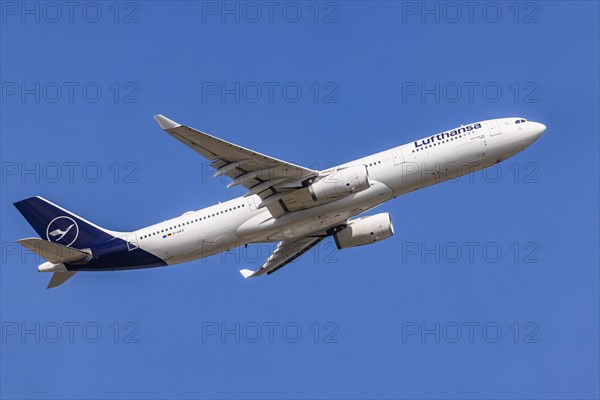 Airbus A330-300 of the airline Lufthansa during take-off