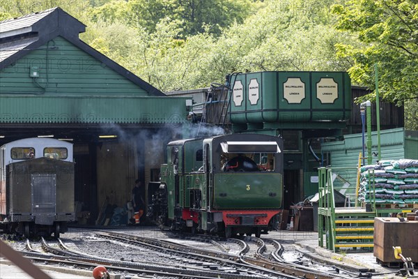 Steam locomotive in the depot