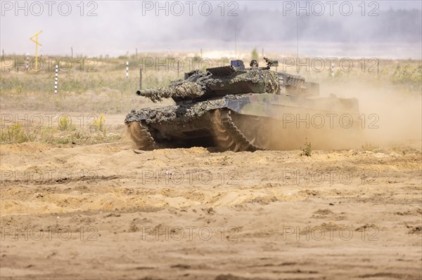 A Leopard tank 2A6 during exercise GRIFFIN STORM in Pabrade. Pabrade