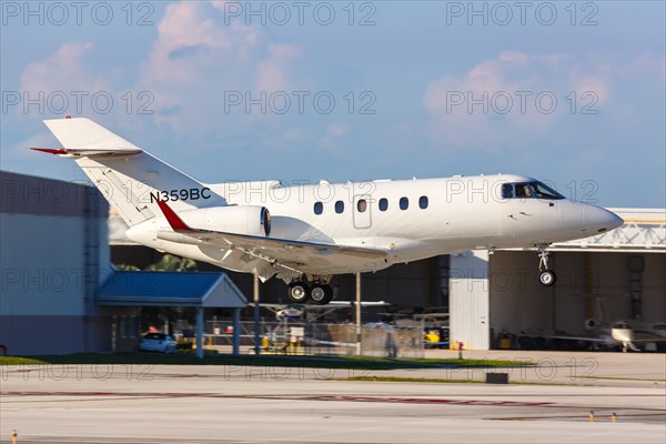 A private Raytheon Hawker 850XP aircraft with registration N359BC at Fort Lauderdale Airport