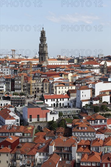 View of the old town and Torre dos Clerigos from the tower of the Se do Porto Cathedral