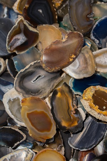 A cross section of Agate gemstone as natural mineral rock