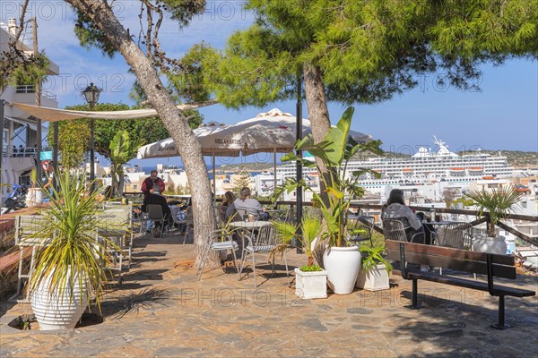 Cafe at the viewpoint of Lake Voulismeni and the town