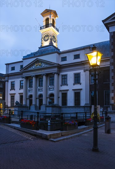 Dordrecht City Hall in the blue hour
