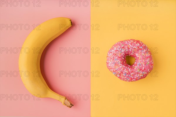 Top view banana donut
