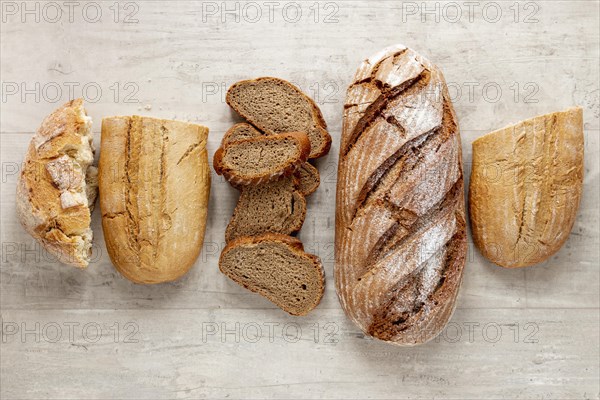 Top view different types bread