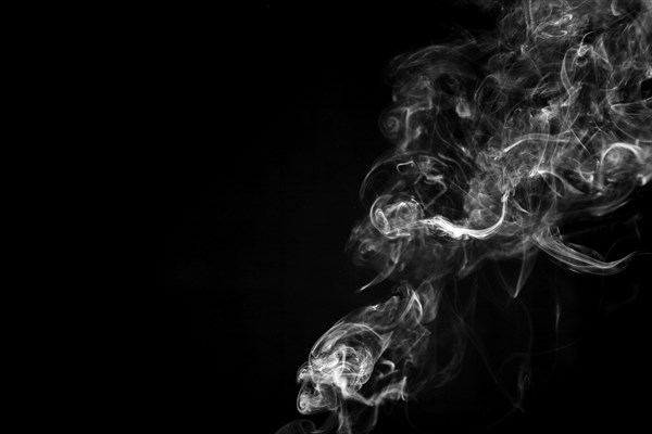 White fume black background
