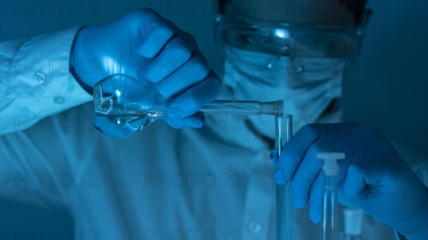 Close up researcher working lab