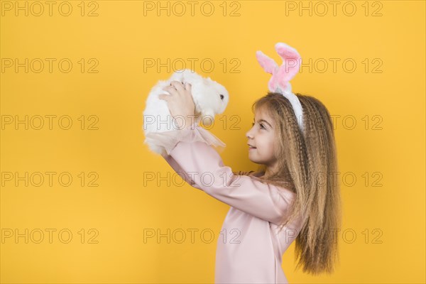 Cute girl bunny ears looking rabbit