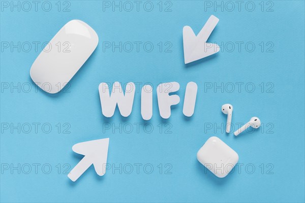 Wifi spelled out with arrows
