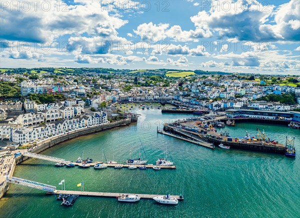 Brixam Harbour and Brixham Marina from a drone