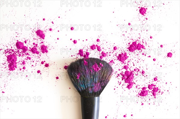 Top view make up brush pink face powder