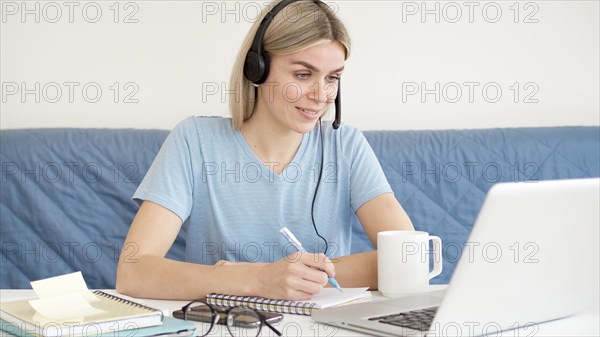 Female student coffee laptop