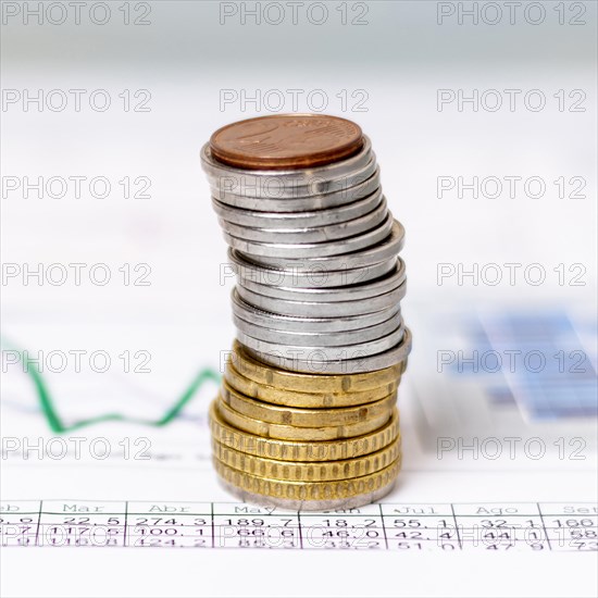 Variety coins pile close up
