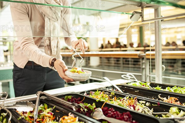 Fresh salads in a salad bar