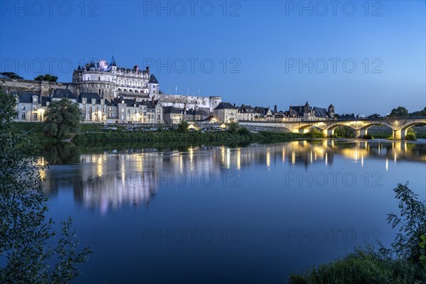 The Loire and Amboise Castle at dusk