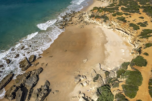 View over the beach coves Calas de Roche