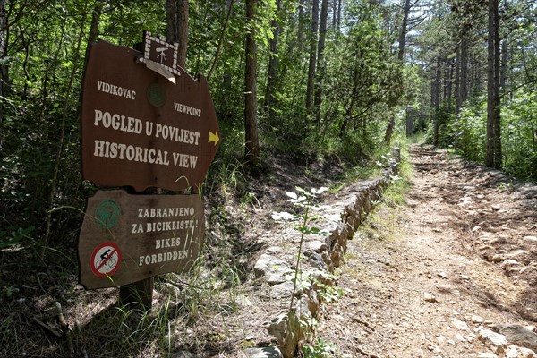 Natural hiking trail through the forest in Paklenica National Park in northern Dalmatia. Paklenica Starigrad