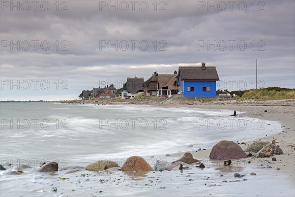 Beach houses along the Baltic Sea on the peninsula Graswarder