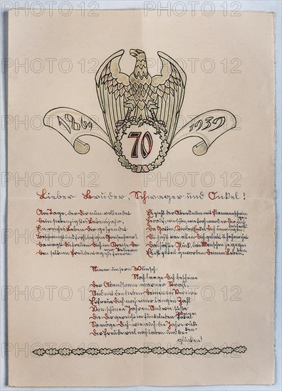 Bief with drawing from 1939 in Suetterlin script