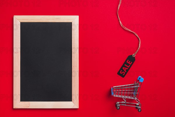 Frame shopping trolley label with sale title