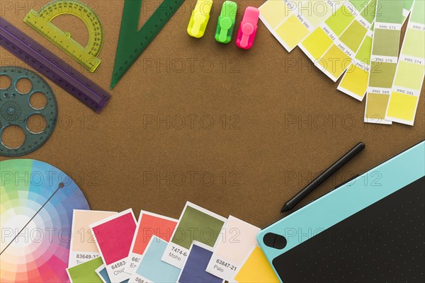 Creativity concept with graphic design objects